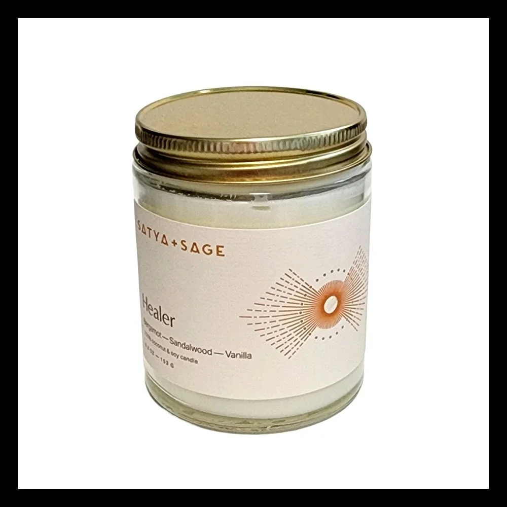 Satya & Sage Healer Bergamot Sandalwood Vanilla Jar Candle 5.3 oz. Travel‎ Size